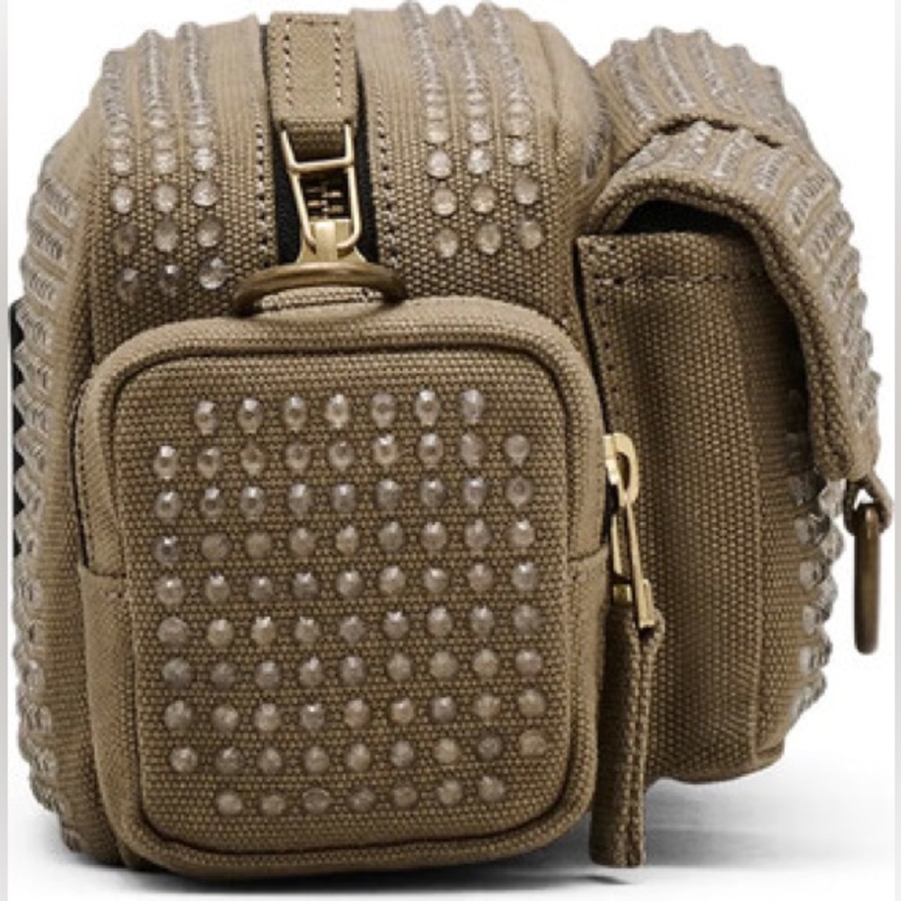 MARC JACOBS Cotton Canvas Crystal Embellished The Cargo Bag Slate Green - Picture 7 of 8